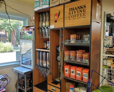 Thanksgiving Coffee Company whole bean stand.